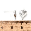 Heart Brass Micro Pave Cubic Zirconia Ear Studs EJEW-D304-35G-3