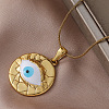 304 Stainless Steel Enamel White Evil Eye Pendant Necklaces VB8803-2