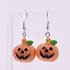 Halloween Pumpkin Plastic & Resin Dangle Earrings FS-WGC9740-01-2