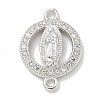 Rack Plating Brass Micro Pave Clear Cubic Zirconia Religion Virgin Mary Connector Charms KK-L224-094P-02-1