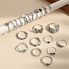 21Pcs Alloy Enamel with Plastic Pearl Finger Rings Sets FS-WG05D6A-01-4