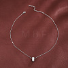 Brass Micro Pave Clear Cubic Zirconia Column Pendant Necklaces for Women WG8FC33-02-2