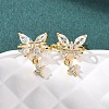 Butterfly with Star Brass Micro Pave Clear Cubic Zirconia Cuff Earrings EJEW-H178-11G-2