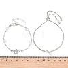 Brass Pave Clear AB Cubic Zirconia Bowknot Star Link Bracelet Sets for Women KK-CBA6599-03P-2