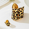 Leopard Print Pattern Alloy Cuff Bangles & Cuff Rings Sets WGB08C8-02-1