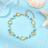 Ocean Dyed Synthetic Turquoise Beads & 304 Stainless Steel Link Chain Anklets GG-AJEW-AN00833-01-1