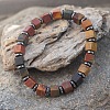 Cube Natural Picasso Jasper & Synthetic Non-magnetic Hematite Beads Stretch Bracelets for Women Men PF6426-5-1