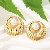 304 Stainless Steel ABS Plastic Pearl Stud Earrings for Women EJEW-U046-09G-3