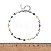 2Pcs 2 Styles 304 Stainless Steel Enamel Colorful Evil Eye Link Chain Anklets AJEW-AN00807-5