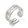 304 Stainless Steel Moon & Star Open Cuff Ring for Women RJEW-K245-46P-3