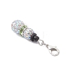 2Pcs Christmas Snowman Pave Disco Ball Beads & Brass Rhinestone Pendant Decorations HJEW-JM04452-5