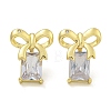 Rack Plating Bowknot Brass Micro Pave Cubic Zirconia Stud Earrings EJEW-I313-19G-2