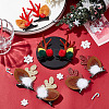 4 Pairs 4 Style Christmas Theme Antler Cloth & Iron Alligator Hair Clips PHAR-CP0001-16-5