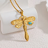 Boho 304 Stainless Steel Synthetic Turquoise Pendant Necklaces for Women WG99EC3-02-1