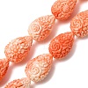 Synthetic Coral Dyed Carved Beads Strands SH-CBAE713-01A-1