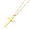 Ion Plating(IP) 304 Stainless Steel Cable Chain Religion Cross Pendant Necklaces for Women NJEW-K276-05A-G-1