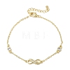 Brass Micro Pave Clear Cubic Zirconia Infinity Link Bracelets KK-CBA6980-27G-4