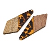 Transparwnt Resin & Walnut Wood Pendants RESI-I354-03C-2