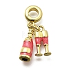 Brass Enamel Goblets & Wine Bottle European Dangle Charms Large Hole Pendants KK-Z093-08G-01-1