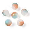 Frosted Baking Painted Crackle Glass Beads with Glitter Powder DGLA-T004-8mm-01C-1