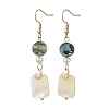 Natural Abalone Shell/Paua Shell & Natural Trochid Shell/Trochus Shell Dangle Earring for Women EJEW-JE07401-4