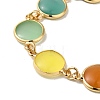 Colorful Flat Round Cat Eye & Brass Link Chain Bracelets for Women NJEW-K269-08KCG-2