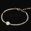 Handmade White Round Shell Pearl and Faceted Round Glass Beaded Bracelets for Women YN0122-5-1
