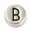 925 Sterling Silver Flat Round with Letter Beads STER-G044-01AS-B-1