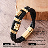 Vintage 304 Stainless Steel Braided PU Leather 2-Strand Bracelets with Magnetic Clasps for Men AW4571-5-1