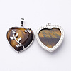 Heart Natural Tiger Eye Pendants GP356-7-2