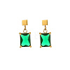Fashionable stainless steel earrings with rectangular zirconia studs and diamond inlays. JJ6846-1-1