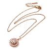 Brass Pave Clear Glass Flower Pendant Necklaces NJEW-M080-07B-2