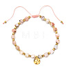 Bohemian Style Natural Pink Aventurine Cube Braided Bead Bracelet YV1392-3-1