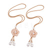 Cloth Flower & Plastic Pearl & Cotton Cord Curtain Tiebacks AJEW-TAC0038-38B-2
