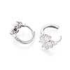 Brass Micro Pave Clear Cubic Zirconia Clover Hoop Earrings EJEW-T048-42P-3
