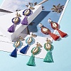 Beads Wire Wrap Long Dangle Stud Earrings EJEW-TA00039-4