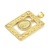 Rack Plating Brass Micro Pave Clear Cubic Zirconia Pendants KK-Z053-09G-2