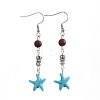 Synthetic Turquoise Dangle Earrings EJEW-JE02976-01-1