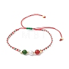 Christmas 6mm Round Dyed Natural TaiWan Jade & Natural Carnelian & Glass Seed Beads Braided Bead Bracelets BJEW-MZ00070-03-1
