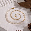 French Vintage Natuarl Pearl Potato Beaded Necklaces with 304 Stainless Steel Paperclip Chains for Women HS0908-2-1