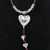 Boho Alloy Heart Pendant Leather Cord Necklaces for Women WG14524-01-1