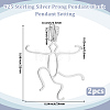 2Pcs Sterling Silver Pendant Cabochon Settings STER-BBC0009-46P-2