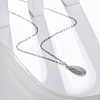 Anti-Tarnish 304 Stainless Steel Textured Teardrop Pendant Cable Chain Necklaces for Women STAS-Z114-17P-2