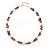 Natural Garnet Chip and Teardrop ABS Imitation Pearl & White Starfish Synthetic Turquoise Beaded Necklaces for Women NJEW-JN05765-4