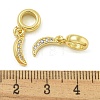 Rack Plating Brass Pave Clear Cubic Zirconia Moon European Dangle Charms KK-Z067-45G-3