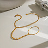 304 Stainless Steel 2-Strand Hand Chain Ring Bracelets with Round Ball for Women HZ7665-2