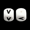 20Pcs White Cube Letter Silicone Beads 12x12x12mm Square Dice Alphabet Beads with 2mm Hole Spacer Loose Letter Beads for Bracelet Necklace Jewelry Making JX432V-2