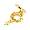 Rack Plating Round Ring Brass Micro Pave Clear Cubic Zirconia Twister Clasps KK-F876-09G-2