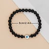 Natural Lava Rock Round Beads Stretch Bracelets for Men ED9275-1-3