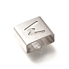Letter Style 304 Stainless Steel Square Slide Charms STAS-L132-05W-2